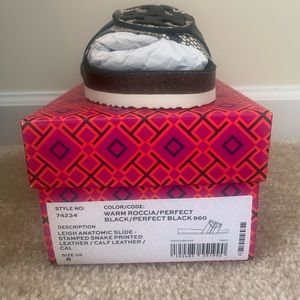 Leigh Anatomical Slide- Stamped Snake Printed Leather/ Calf Leather/ Cal